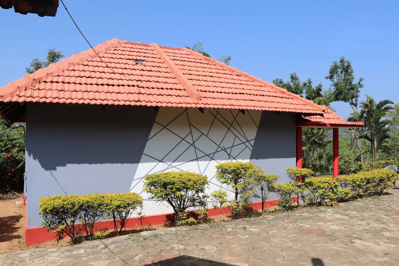 Cottage exterior in bright daylight